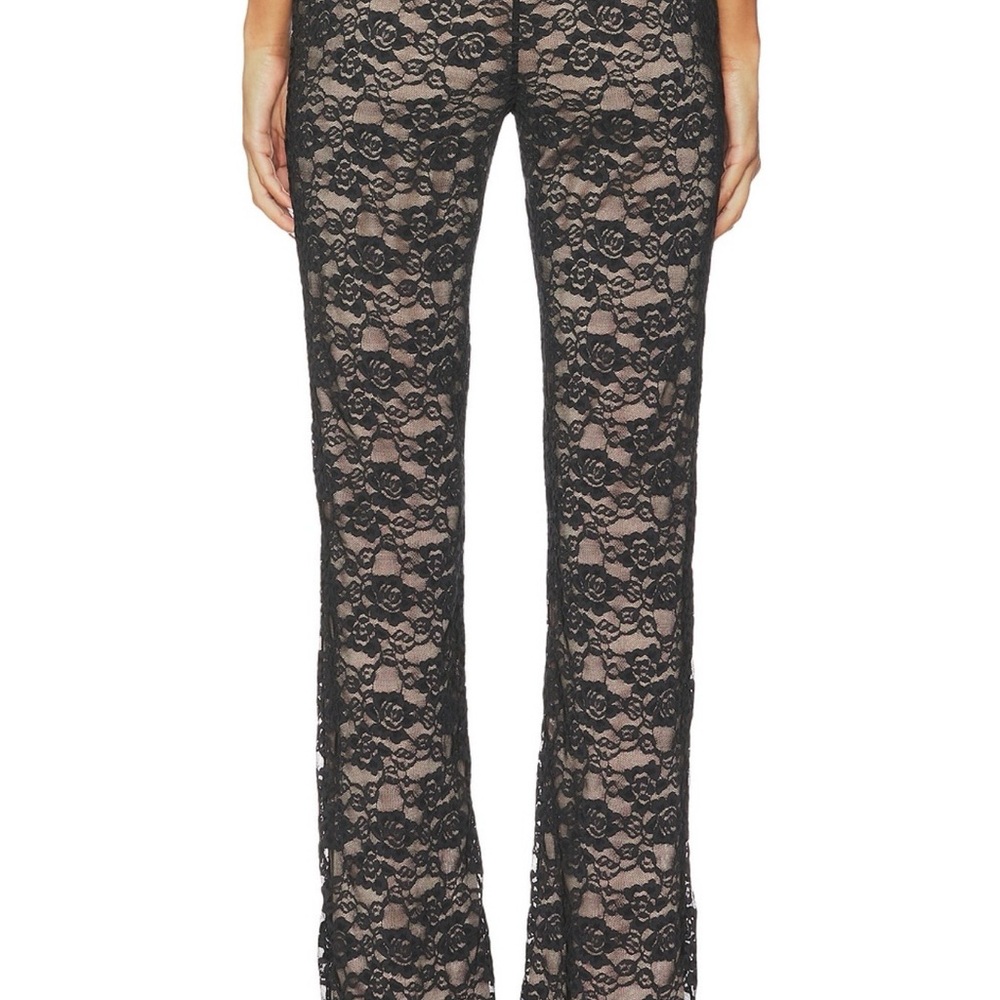 MAJORELLE Black Lace Flare Pants